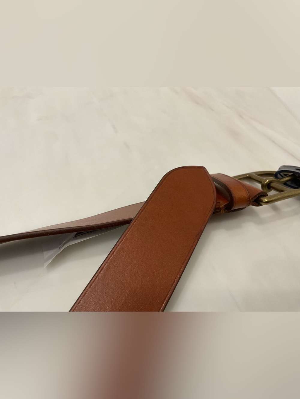 NWT Polo Ralph Lauren Brown Saddler Brass STIRRUP Buckle LEATHER Belt - ITALY - Picture 7 of 8